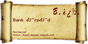 Bank Árpád névjegykártya
