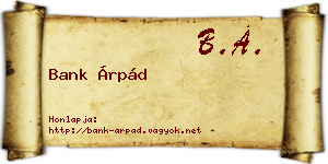 Bank Árpád névjegykártya